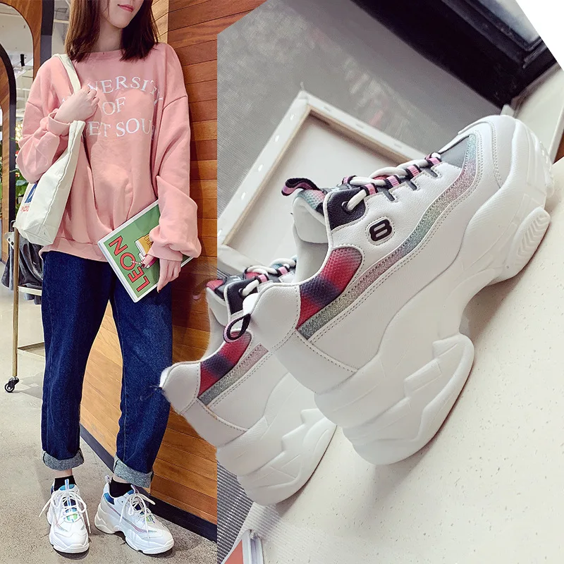 Повседневная Белая обувь женские кроссовки на платформе zapatos de mujer Новинка 2019