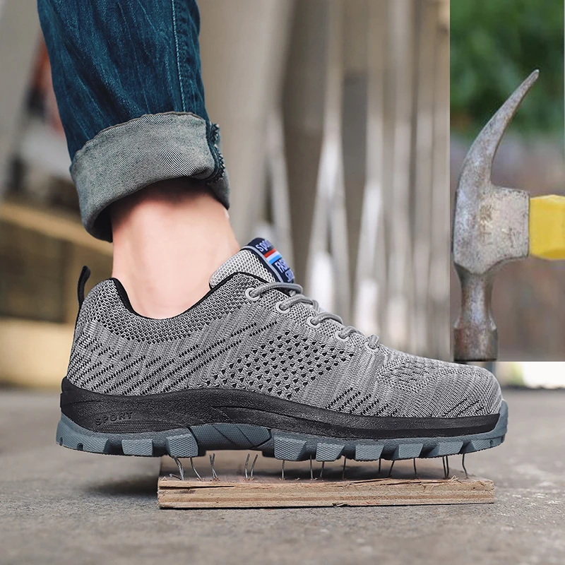 Защитная обувь дышащая защитная мужские легкие ботинки со стальным носком