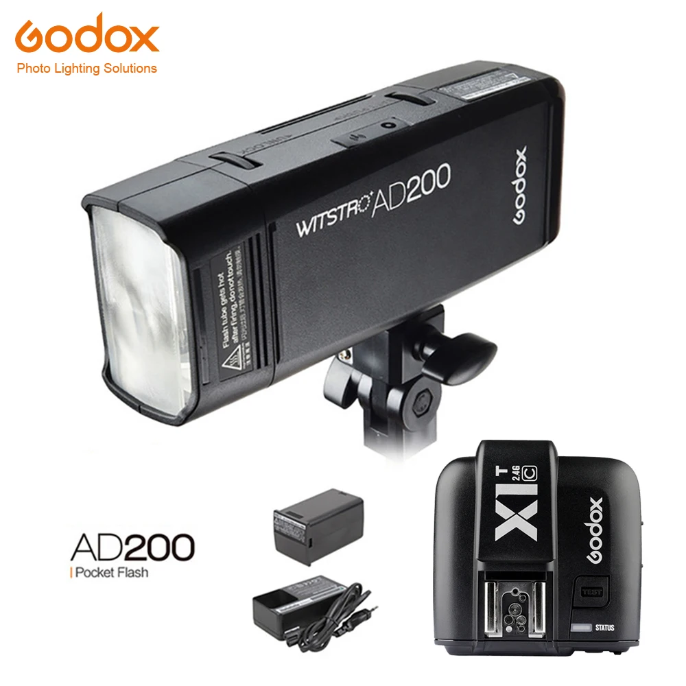 GODOX AD200 TTL 2 4G 1/8000s HSS карманная вспышка с двойной головкой 200Ws литиевой батареей 2900mAh