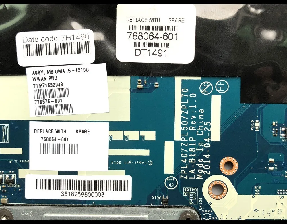 Материнская плата для ноутбука HP Probook 450 G2 768064 601 ZPL40 ZPL50 ZPL70 SR1EF DDR3L высокое качество