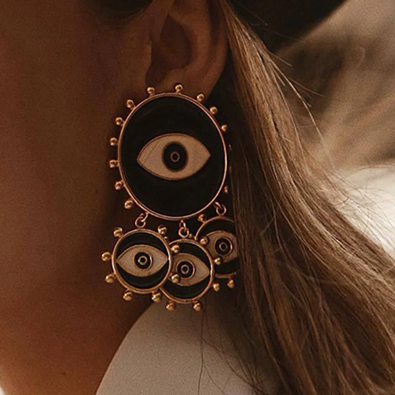 Новые серьги Hyperbole Devil's Eye индивидуальные Black в уличном стиле модные панк с