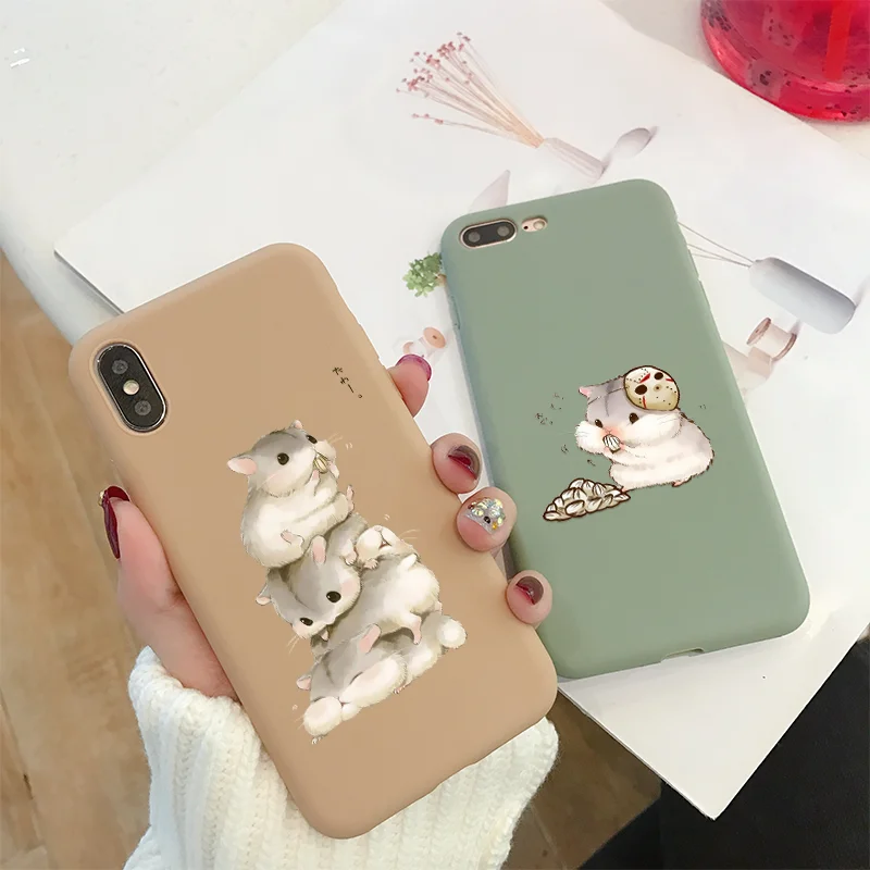 Милые Чехлы для хомяков мягкие чехлы из ТПУ iPhone 10 X XS XR Max 8 7 6 S Plus защитная задняя