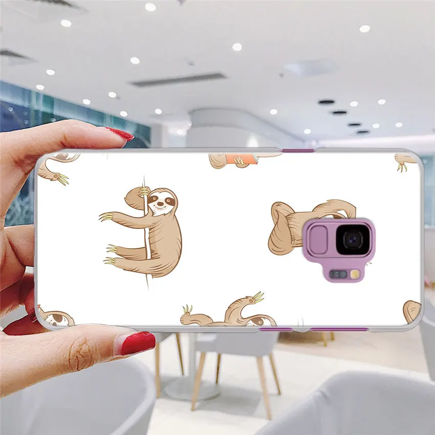 Серый Ленивец и цветочный узор чехол для телефона samsung Galaxy S10e S10 Plus S7 S8 S9 Plus Note 8 9 M10 M20 M30 жесткий чехол Coque