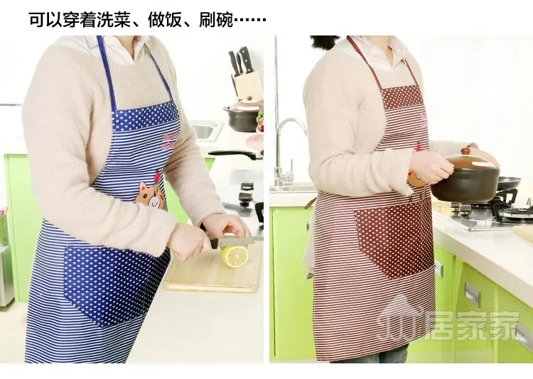 New Brand Cute Lovely Dot Kitchen Aprons Double layers waterproof with Pocket For Women Girls Cooking Bib Apron print logo | Дом и сад