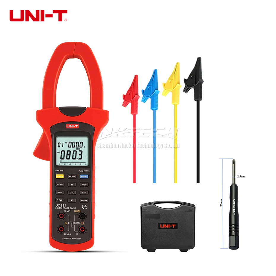 UT231 Temperature UNI-T цифровой Мощность клещи UT233 UT231 3 чередования фаз Тесты 1000A истинных среднеквадратичных значений положительный Реверс фазы дефицит usb-кабель для переноса данных - Цвет: UT231 Temperature