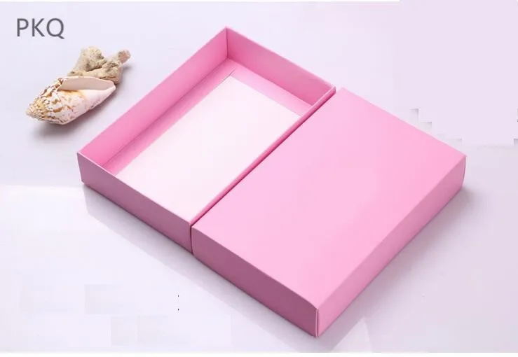 Розовый 20x13x4 см большая подарочная коробка с крышкой, синяя/Розовая бумажная коробка для нижнего белья, Подарочная коробка, Крафтовая картонная коробка, картонная коробка, 10 шт - Цвет: Розовый