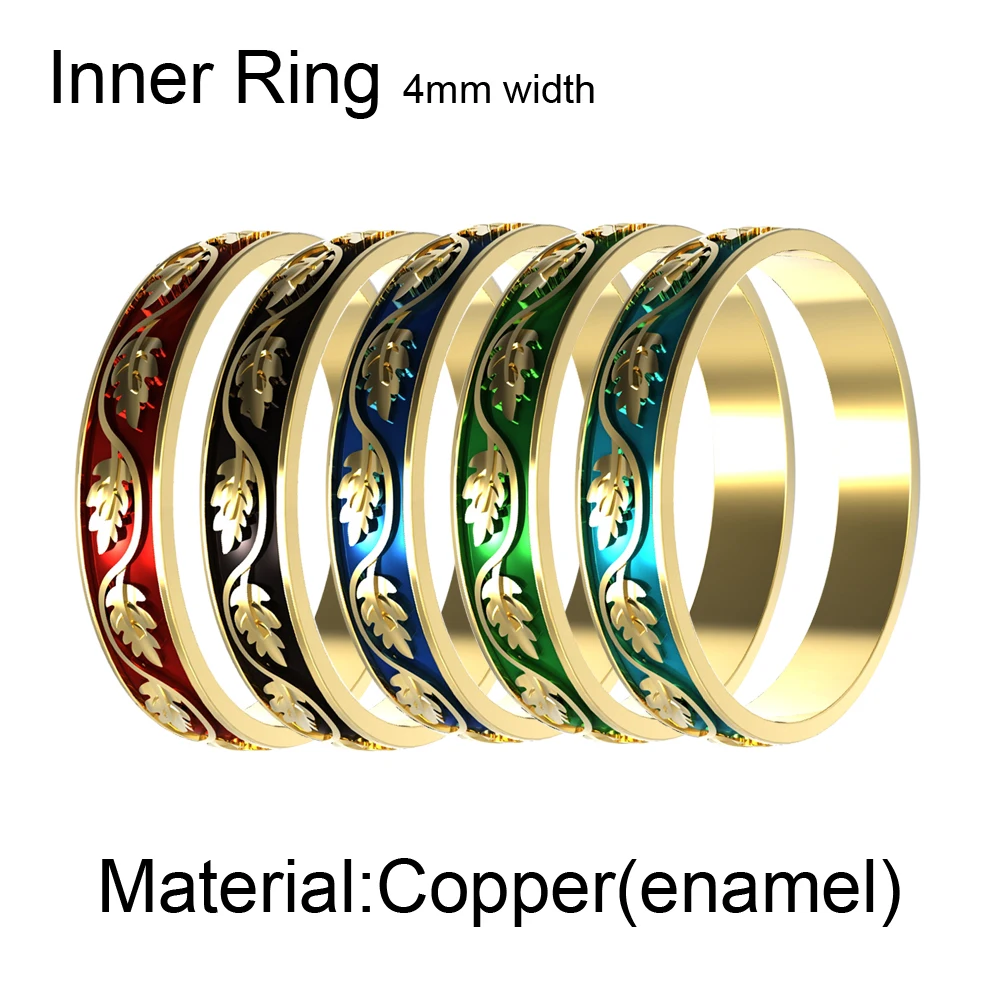 

Floya Leaf Enamel Accessories Inner Rings Stackable Copper Ring Women Gold Filled Ring 4mm Interchangeable Combination Band