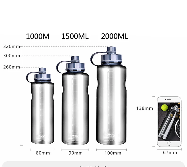 Брендовая Спортивная бутылка для воды фитнес BPA Free Direct drink-прямой напиток бутылка для воды бутылка пространства 600 мл 1000 мл 2000 мл