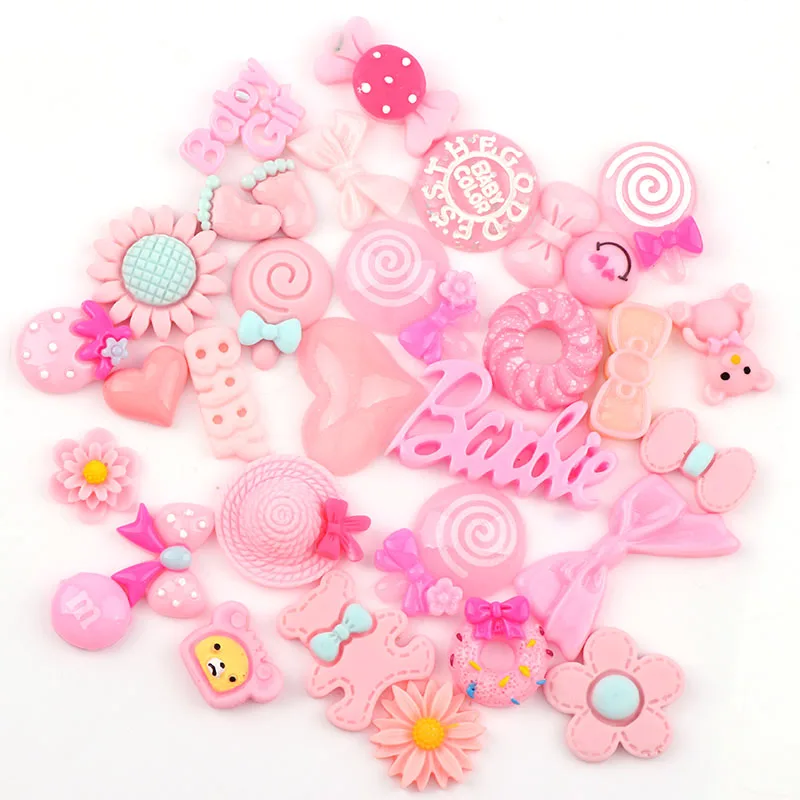 Микс 30 шт Kawaii плоский задник Сделай Сам миниатюрный Искусственный Розовый микс
