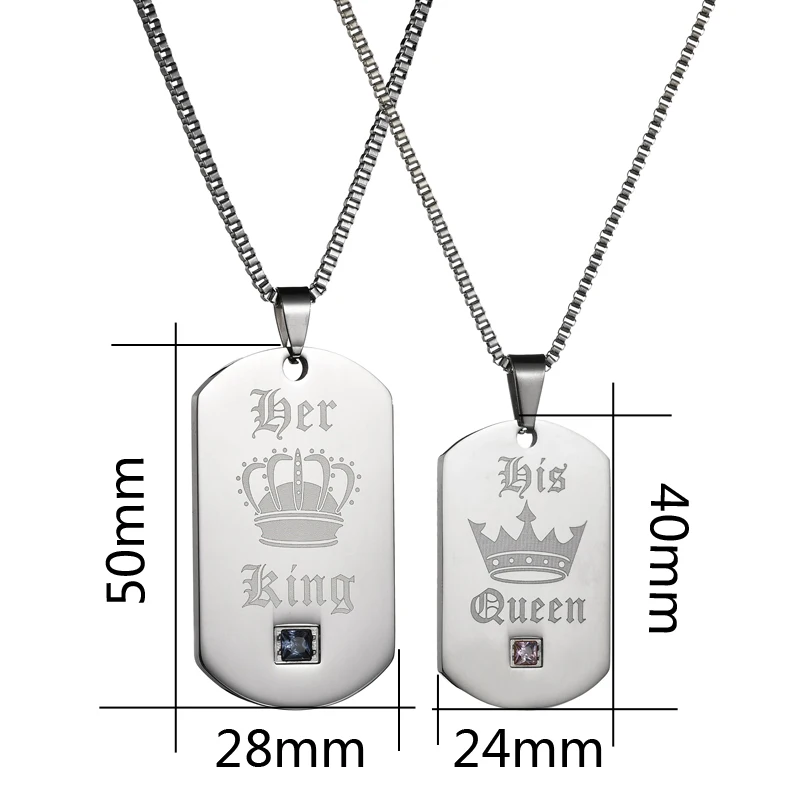 ELSEMODE индивидуальная гравировка имени влюбленного ожерелье ее король его