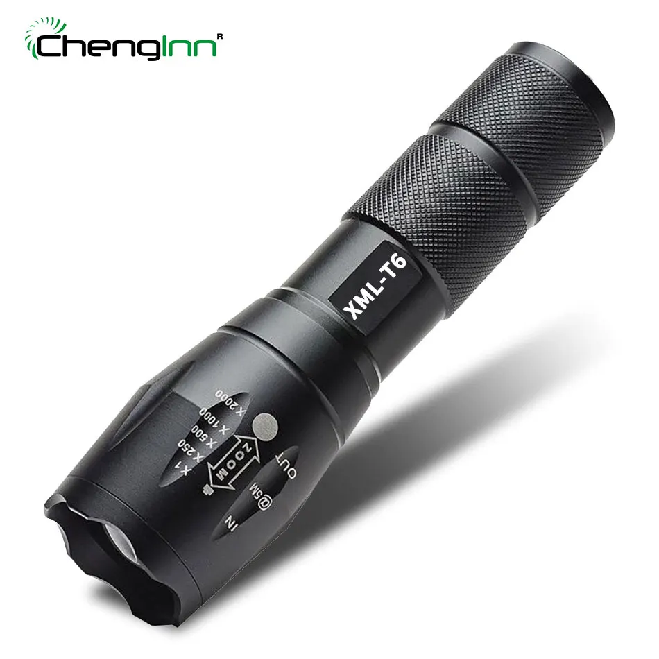 1800LM алюминиевый водонепроницаемый Zoomable CREE XM-L T6 светодиодный светильник-вспышка SOS светодиодный фонарь светильник 18650 перезаряжаемый аккумулятор AAA Chenglnn