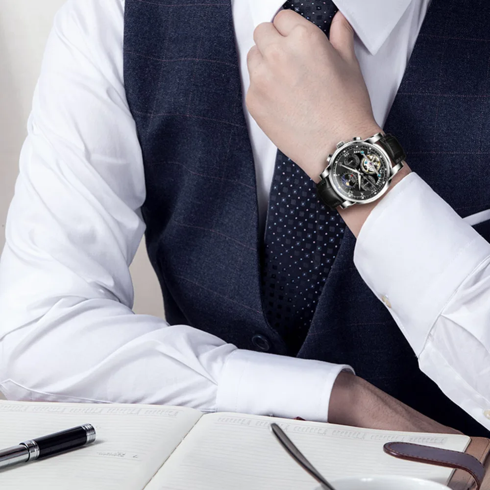 Мужские автоматические механические часы DOM с турбийоном спортивные