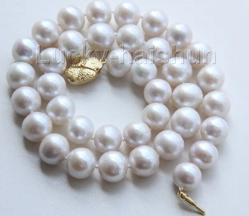 

natural 17" 12mm white near round freshwater pearls necklace j9520