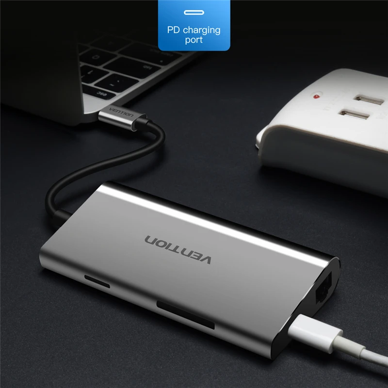 Vention USB C до 3,0 концентратор HDMI RJ45 PD SD/TF кард-ридер адаптер для MacBook samsung S9/S8 huawei P20Pro type-C док-станция
