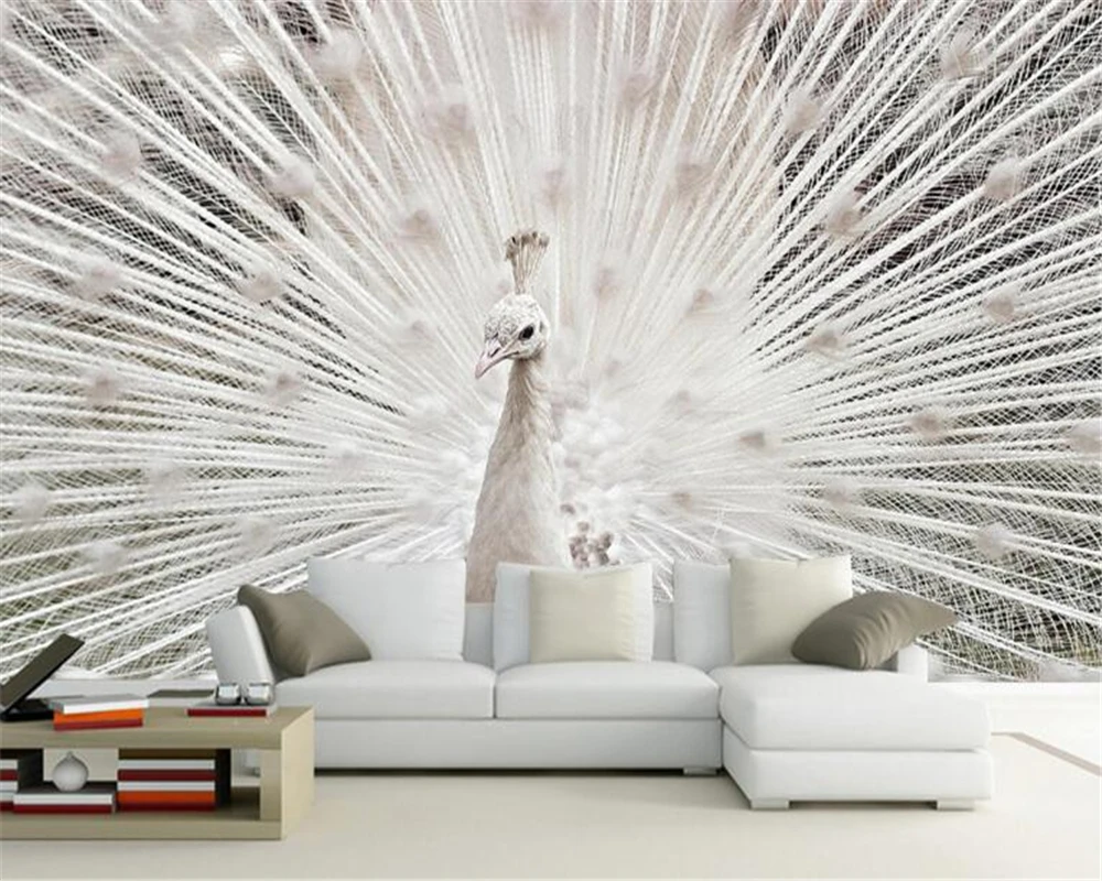

wallpaper for walls 3 d Custom 3D Wallpaper Stereo White Peacock Wallpaper Mural 3D Living Room Bedroom Mural Beibehang