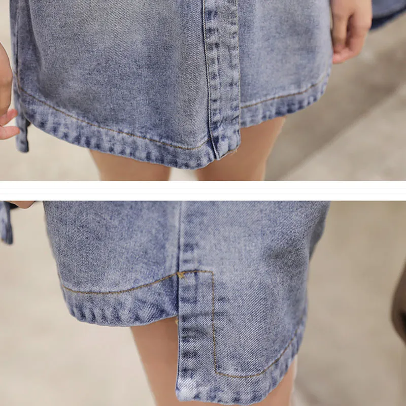 

High-end denim windbreaker female Medium length spring autumn coat fashion casual jeans tops elegant women slim outerwear A1361