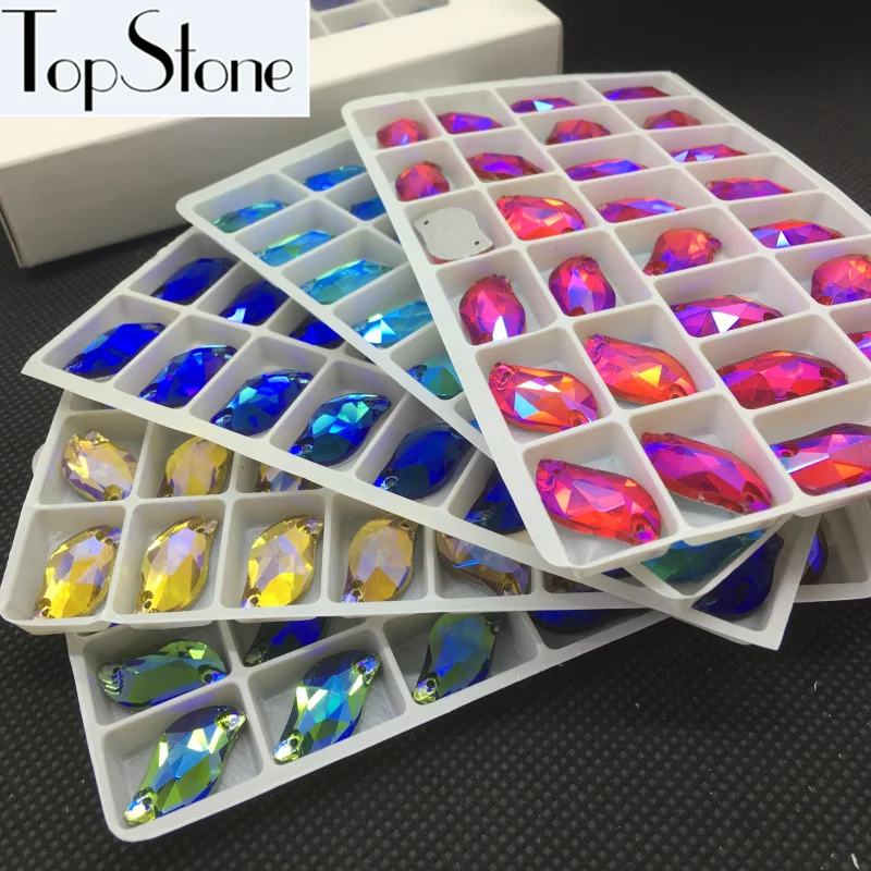 TopStone Colors AB стеклянный кристалл 6x12 10x20 мм s-образная пришивка на каменной плоской