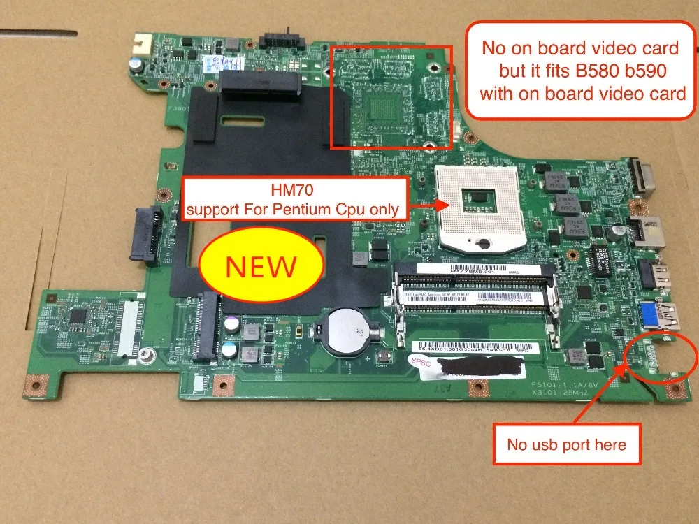 

Free Shipping New For lenovo B590 B580 V580c Laptop motherboard HM70 55.4YA01.001 main board