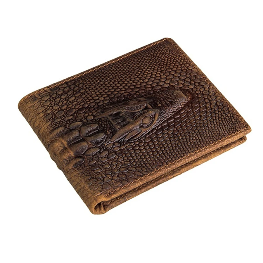Мужской брендовый кошелек из натуральной кожи WERICHEST короткий крокодиловой с