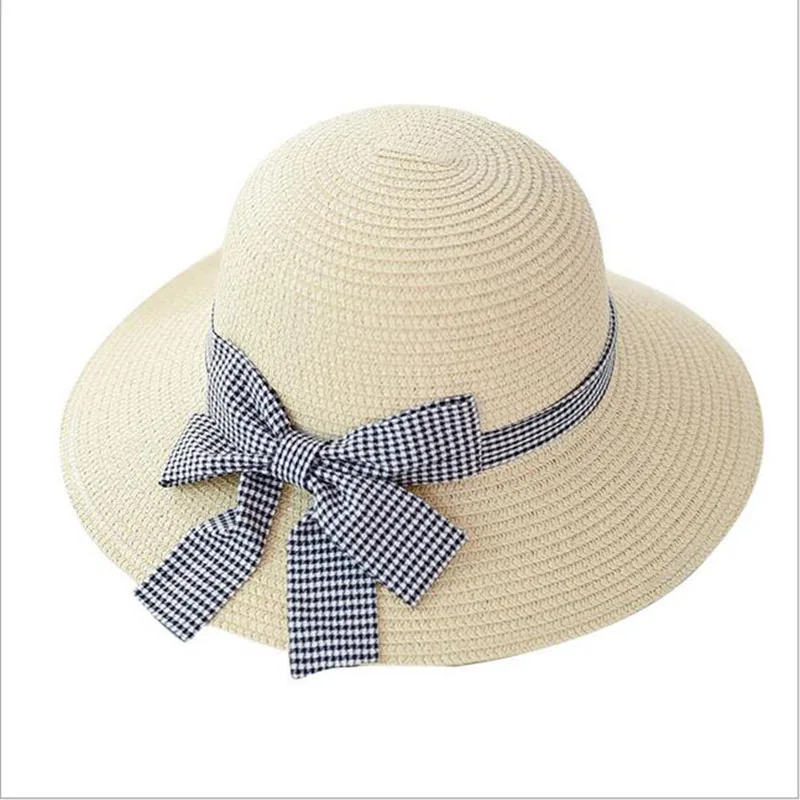 

BING YUAN HAO XUAN Women Beach Sun Hat 2019 Spring Summer New Hot Fashion Female Casual Bow Soft Straw Sun Hats Caps