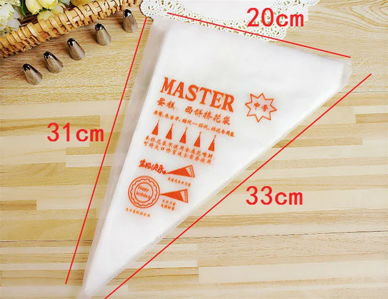 

100 pcs/lot Disposable Piping Bag Pastry Bag Icing Piping Cake Cupcake Decorating Tools 3 Size