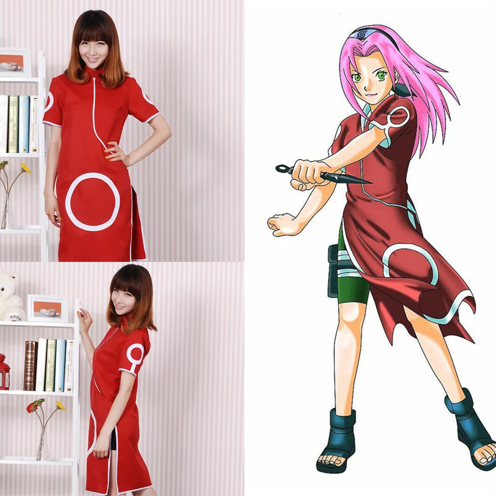 2020 новый ниндзя для женщин и девушек Konoha Сакура Харуно костюм косплея парики