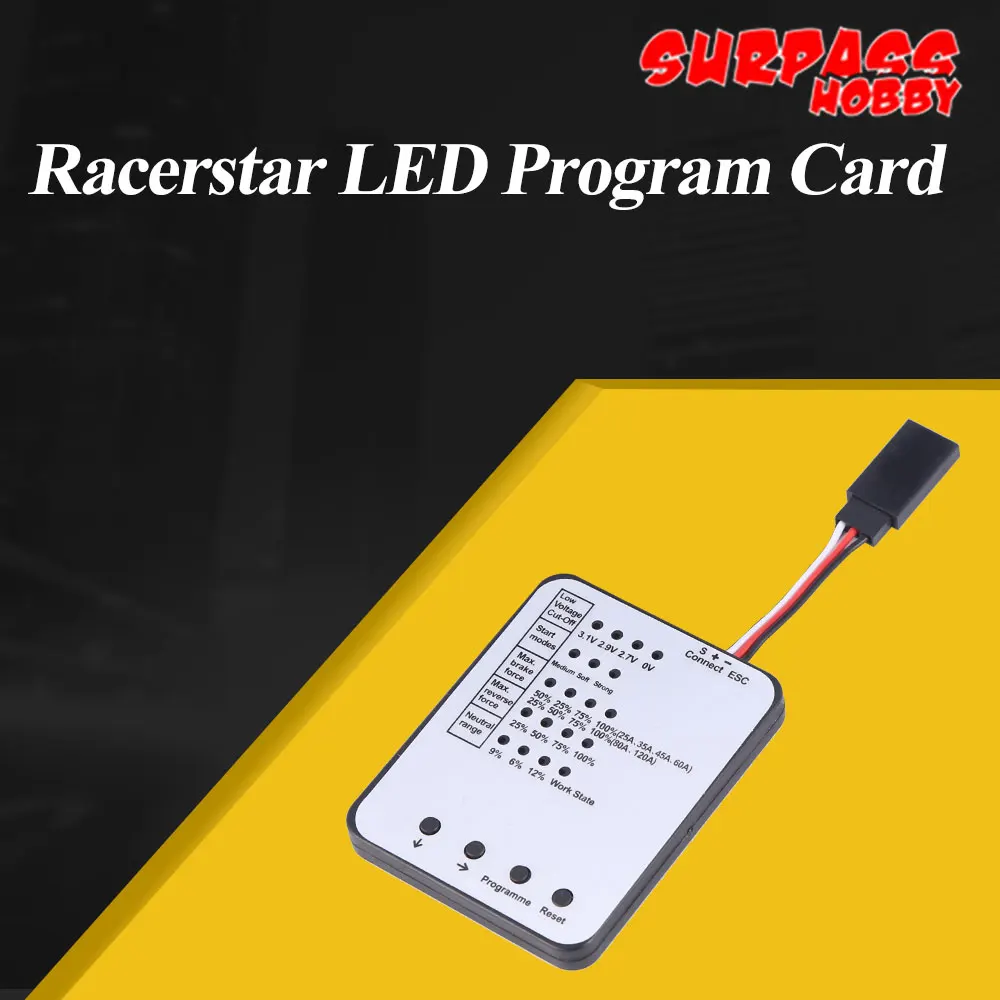 

Светодиодная программная карта SURPASS HOBBY Racerstar для 25/35/45/60/80/120a ESC, электронный регулятор скорости, комплект двигателя для радиоуправляемого ав...