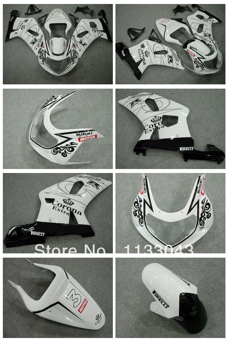

100%NEW fairing for SUZUKI GSXR600 750 01-03 GSX-R600 750 2001-2003 GSXR600 GSXR750 K1 01 02 03 White Corona body kit