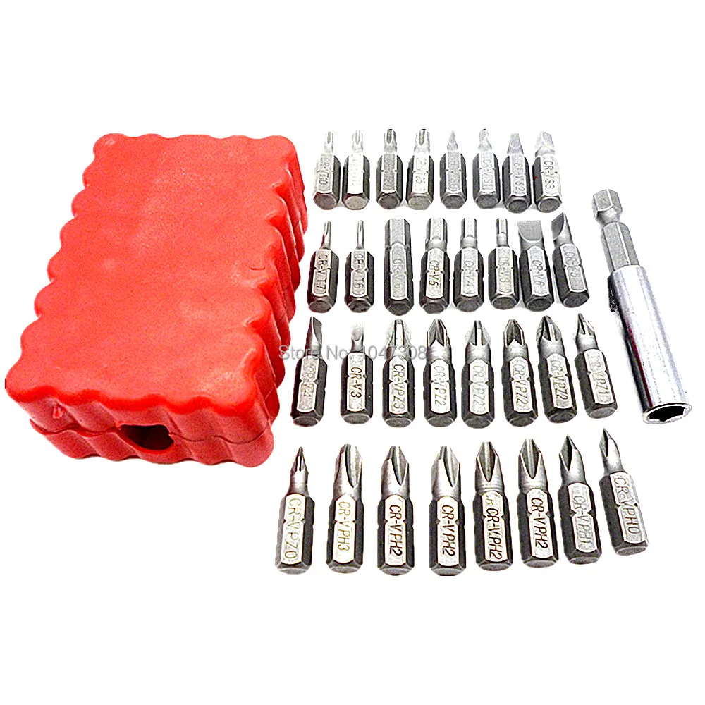 33 шт. бита защиты защищенный бит безопасности винт Отвёртки подделок Torx 1/4 ''(6.35