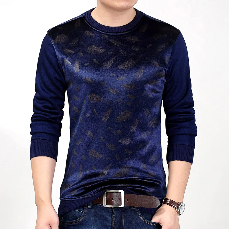 

Chinese style dragon totem printing fashion causal pleuche t shirt Winter 2017 plus thick velvet gold velvet quality t shirt men