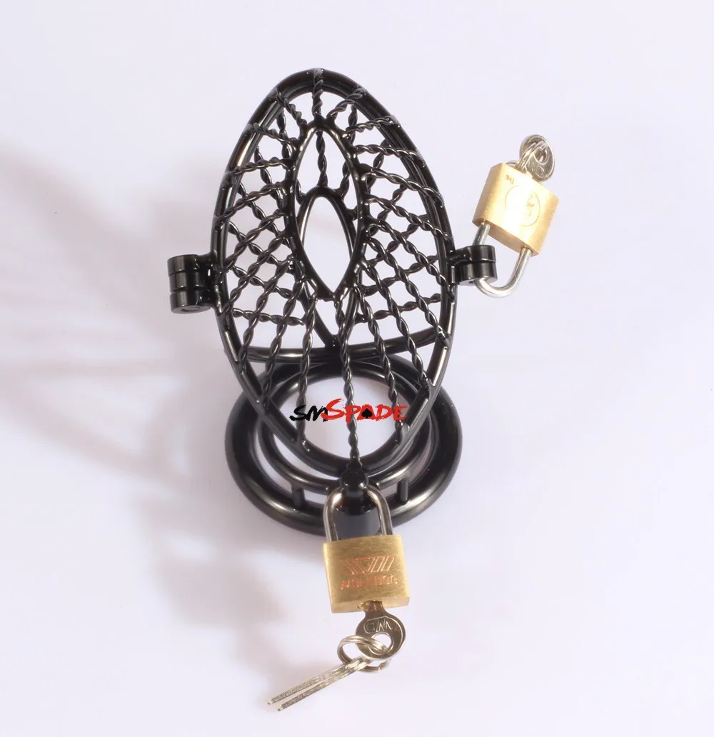 45 мм Клетка для пениса из нержавеющей стали с двумя замками черное железное