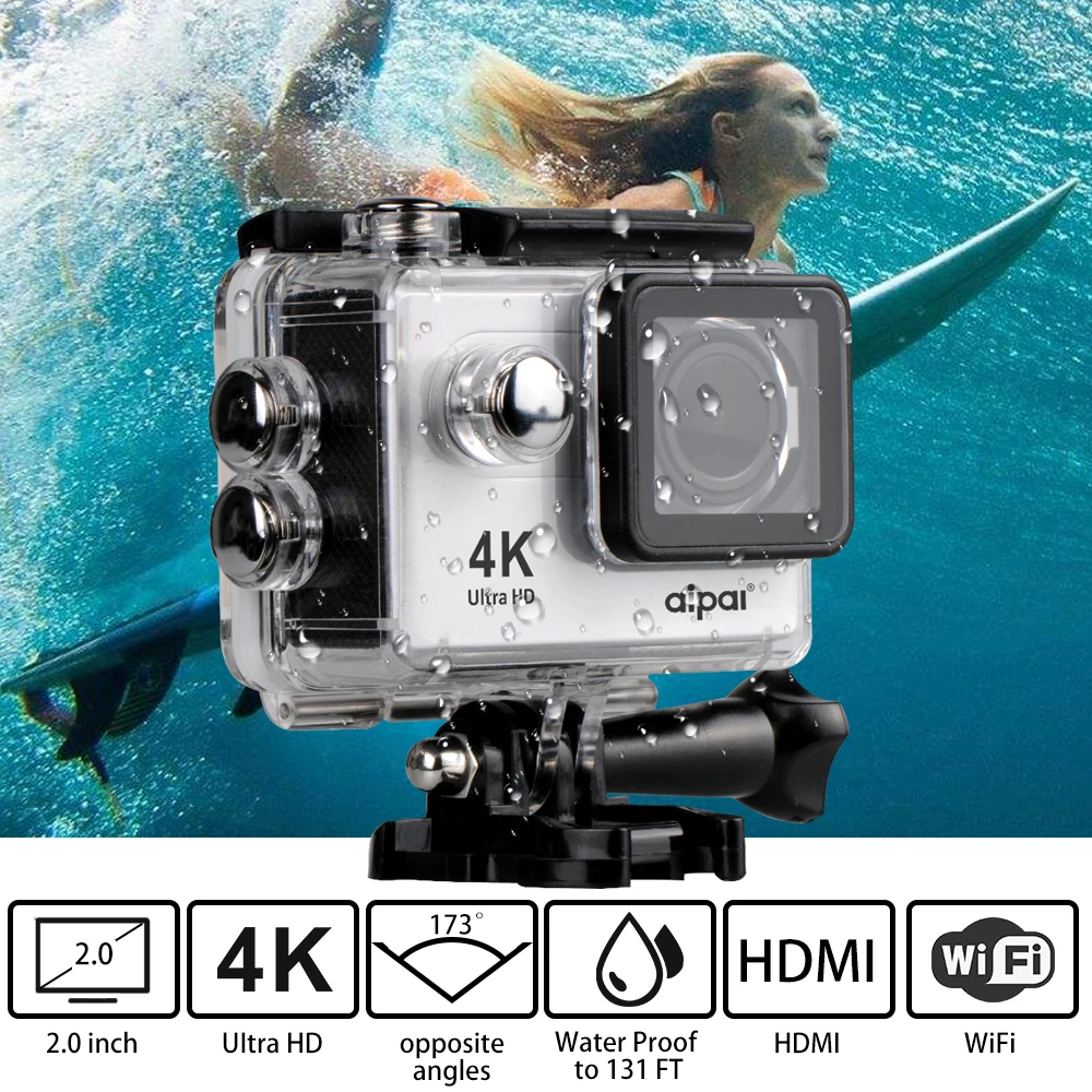 Aipal 4K H9/H9R экшн камера Спорт DV дистанционная Ultra HD 4K/30FPS Wi-Fi 1080P/60FPS 2.0LCD 173D 40
