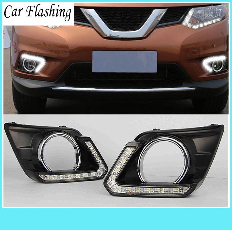 Автомобильный мигающий 1 пара для Nissan X trail Xtrail 2014 2015 2016 светодиодный DRL дневные