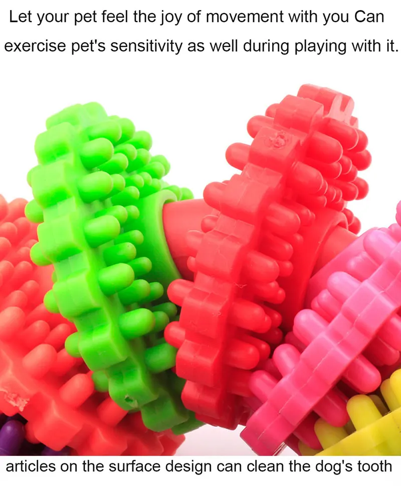 Pet Chew Toys Dog Bones Toy Clean Teeth Colorful Rubber Pet Puppy Dental Teething Healthy Teeth Gums Play Training Fetch Fun Toy