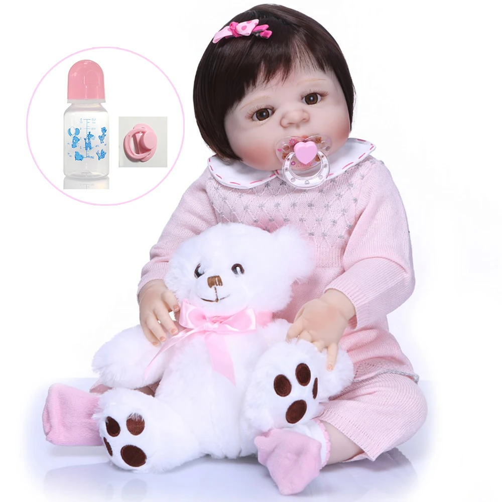 57 см Кукла reborn bebe menina Реалистичная девочка Младенцы все силиконовые куклы и милые