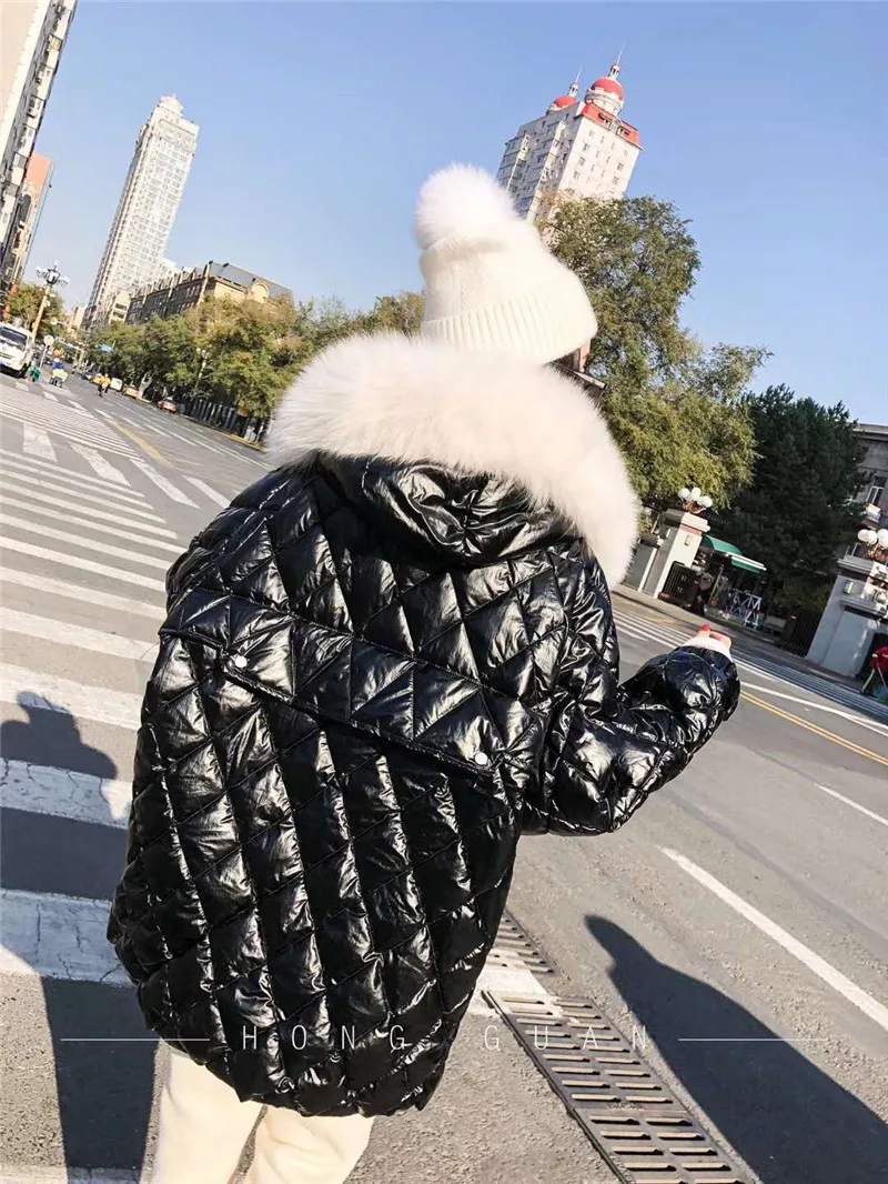 Chaqueta mujer, 90% белый утиный пух, пальто, зимняя женская одежда, шапка, куртка корейского размера плюс, с капюшоном, с натуральным лисьим мехом, парка