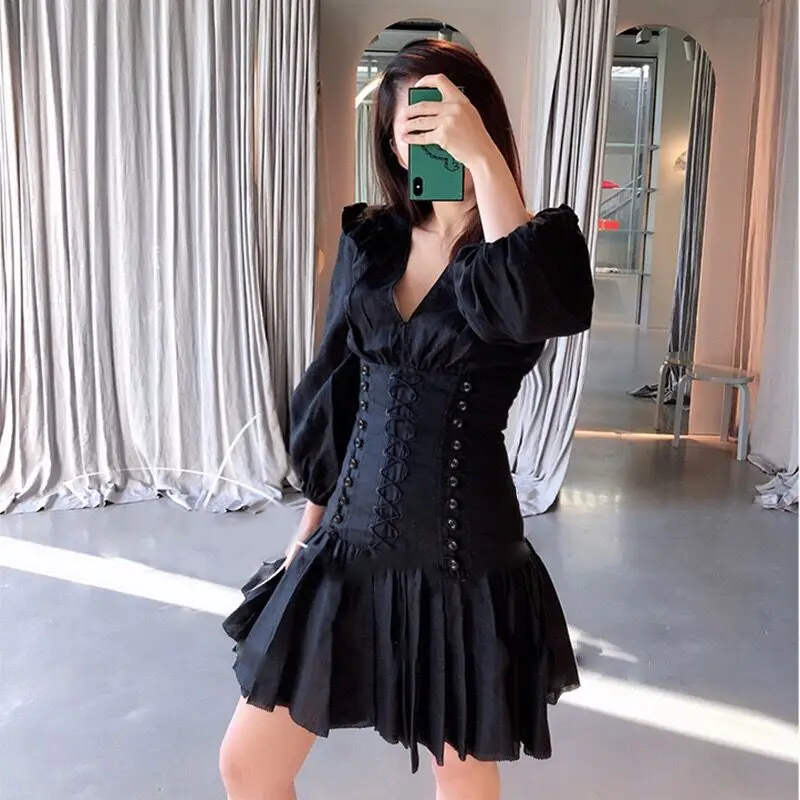 Top Quality Summer Dress Elegant Night CLub Mini Ruffles V Neck Vintage Celebrity Homecoming Party Dresses Women | Женская одежда