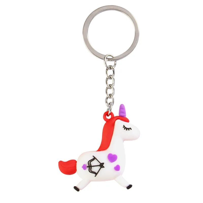 Cartoon Heart Cute Unicorn Keyring Animal Silicone Horse Keychain Women Men Girl Key Bag Pendant Girls Children Gift Chain | Украшения и