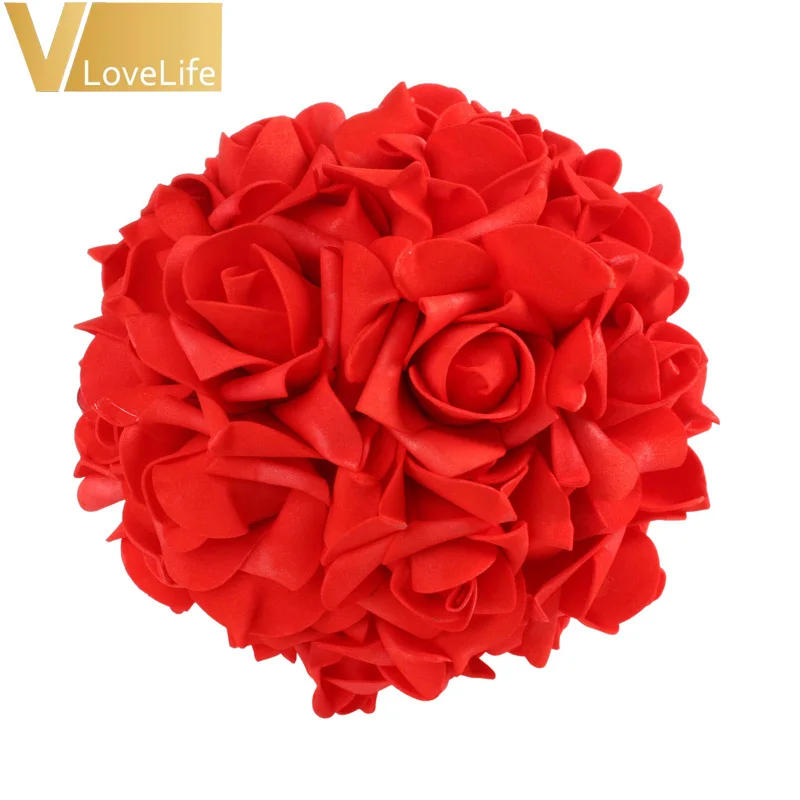 15 см Шелковый ленточный пенопластовый шар из цветков розы для свадьбы