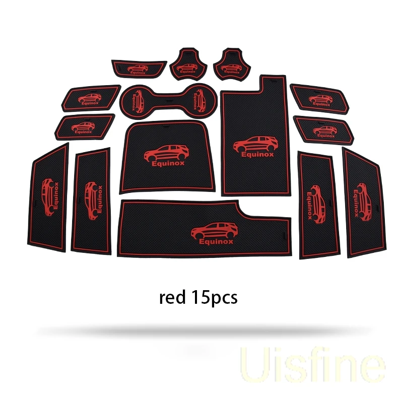 red 15pcs Слот-коврик для двери водная подставка противоскользящая Накладка для хранения Пылезащитная накладка модификация автомобильные аксессуары для Chevrolet Equinox - Цвет: red 15pcs