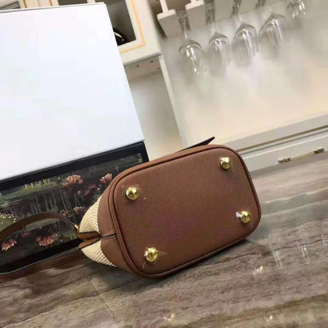 Женская сумка Роскошные брендовые дизайнерские сумки из ротанга соломенные сумки через плечо Saffiano из воловьей кожи пляжные сумки femme