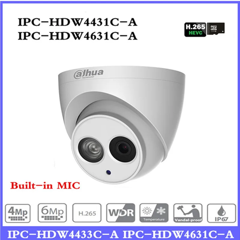 DH POE ip камера IPC HDW4433C A HDW4631C 4MP 6MP сетевая Встроенный микрофон 30 м ИК ночного видения