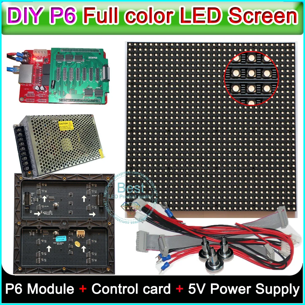 DIY P6 светодиодный дисплей видео стены Крытый полный цвет SMD 3 в 1 RGB СВЕТОДИОДНЫЙ