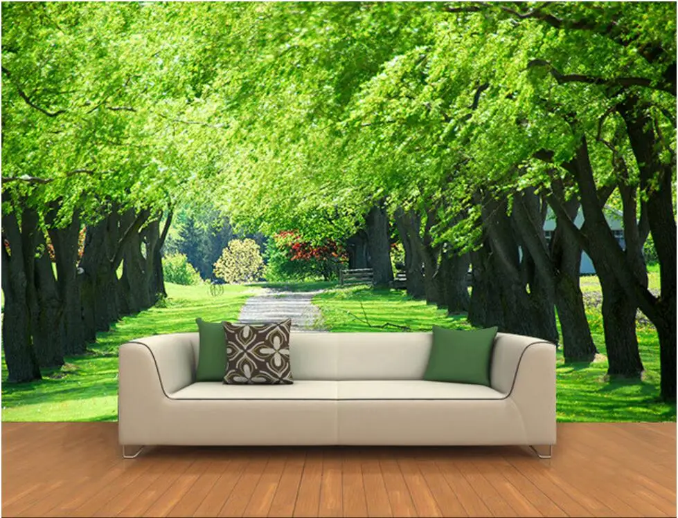 

Custom photo 3d wallpaper green Forest trail background wall painting 3d wall murals wallpaper for living room home decor