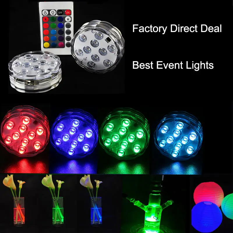 

luzes de natal free Shipping 3AAA Battery Operated 2.8inch Submersible Multicolors RGB LED Under Vase Light Base W/Remote