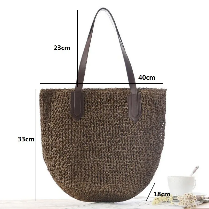 

2019 New Fashion Classic Brand Design Summer Beach Straw Shoulder Bag Handbags Ladies Casual Travel Bags ZCY08-C