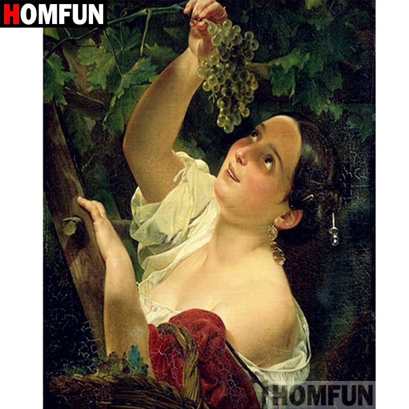 

HOMFUN 5D DIY Diamond Painting Full Square/Round Drill "Woman grapes" 3D Embroidery Cross Stitch gift Home Decor A01203