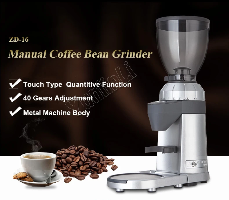 

Household Electric Manual Coffee Bean Grinder Electronic Control Coffee Bean Grinding Machine Multi-gear Control ZD-16