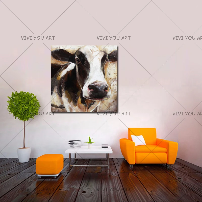 

Modern Art Decoration 100%Handpainted Animal Oil Painting Cow Paintings On Canvas Wall Pictures For Home Decor As Unique Gift