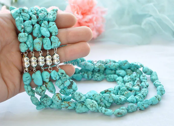 Оптовая продажа оригинальное синее ожерелье из бисера 17 дюймов 15 мм магнит 5